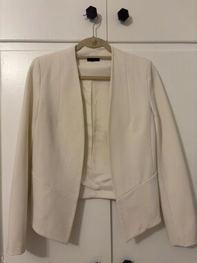 Topshop White Sleek Open Front Blazer Sz 6